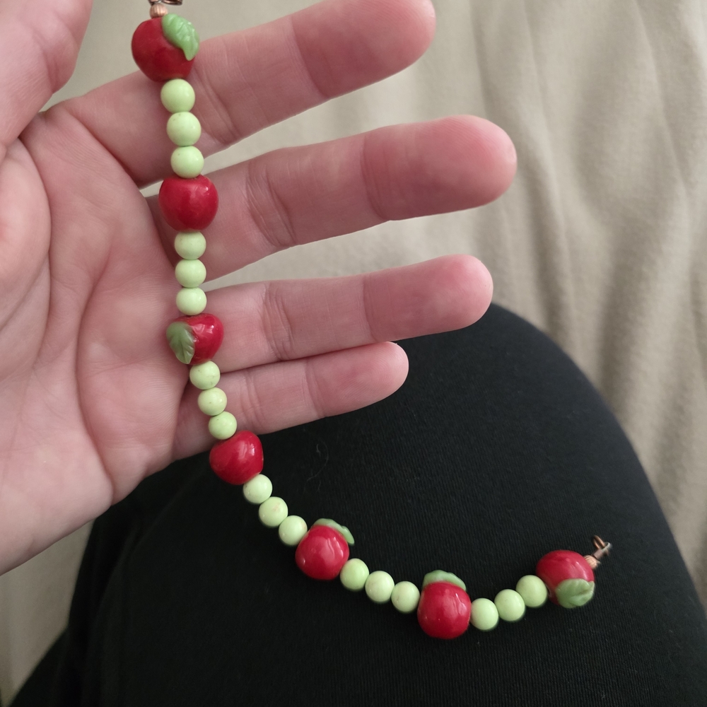 Red and Green Beaded Bracelet